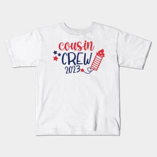 Cousin Crew 2023 Firecracker Red White Blue 4th of July Kids T-Shirt